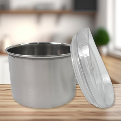 Wukusy stainless steel airtight container with transparent lid, 500ml, suitable for kitchen storage and organization.