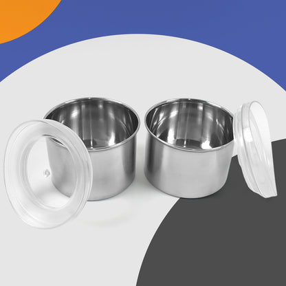 Wukusy stainless steel airtight storage containers with clear lids, set of 2, 500ml capacity for kitchen organization and food preservation.