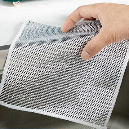 Wukusy one-sided microfiber cloths scrubber for home and kitchen, 19x19 cm, ideal for cleaning surfaces and appliances.