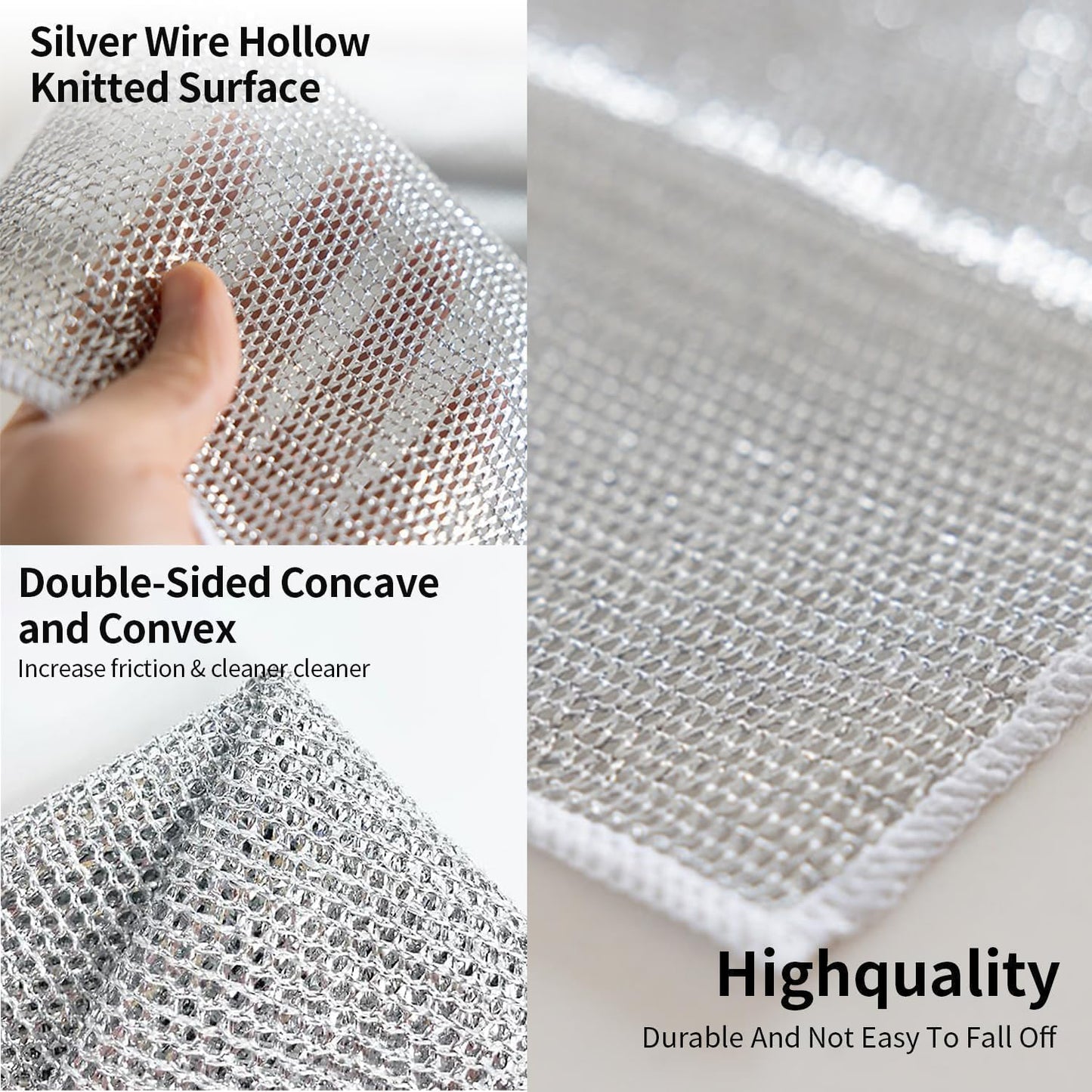 Wukusy one-sided microfiber cloth scrubber for home and kitchen cleaning, 20x20 cm versatile cloth for surfaces and dishes.