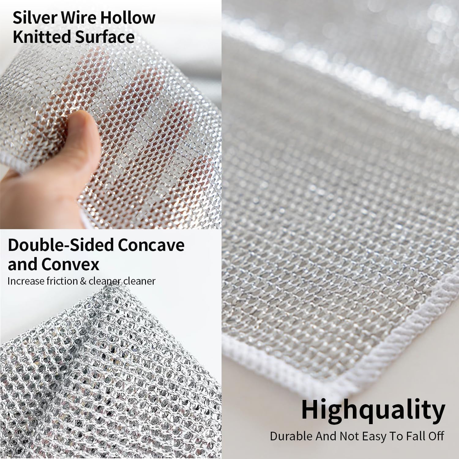 Wukusy one-sided microfiber cloth scrubber for home and kitchen cleaning, 20x20 cm versatile cloth for surfaces and dishes.
