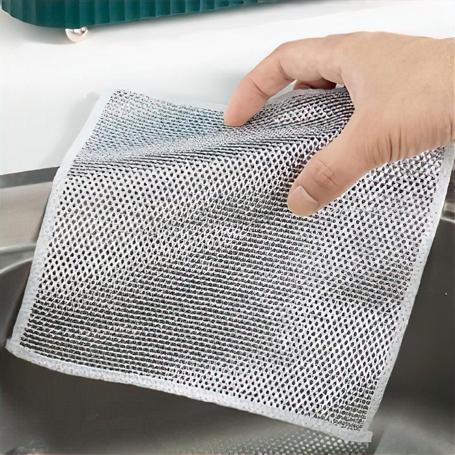 Wukusy one-sided microfiber cloths scrubber for home and kitchen cleaning, 20x20 cm, versatile and absorbent cleaning cloth.