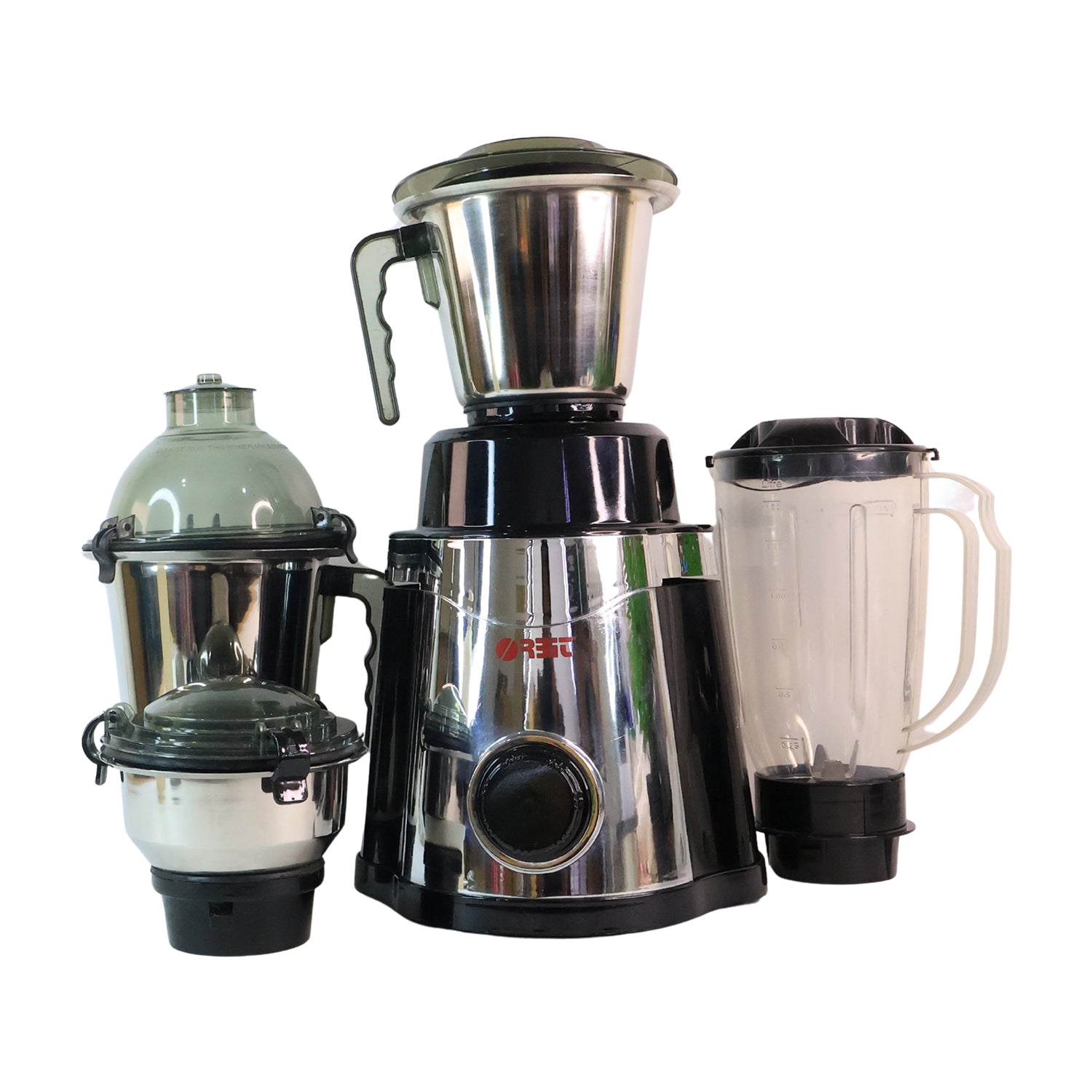 Wukusy Orbit heavy-duty 1 HP mixer grinder with four multipurpose jars for home kitchen use, featuring a sleek design and durable build.