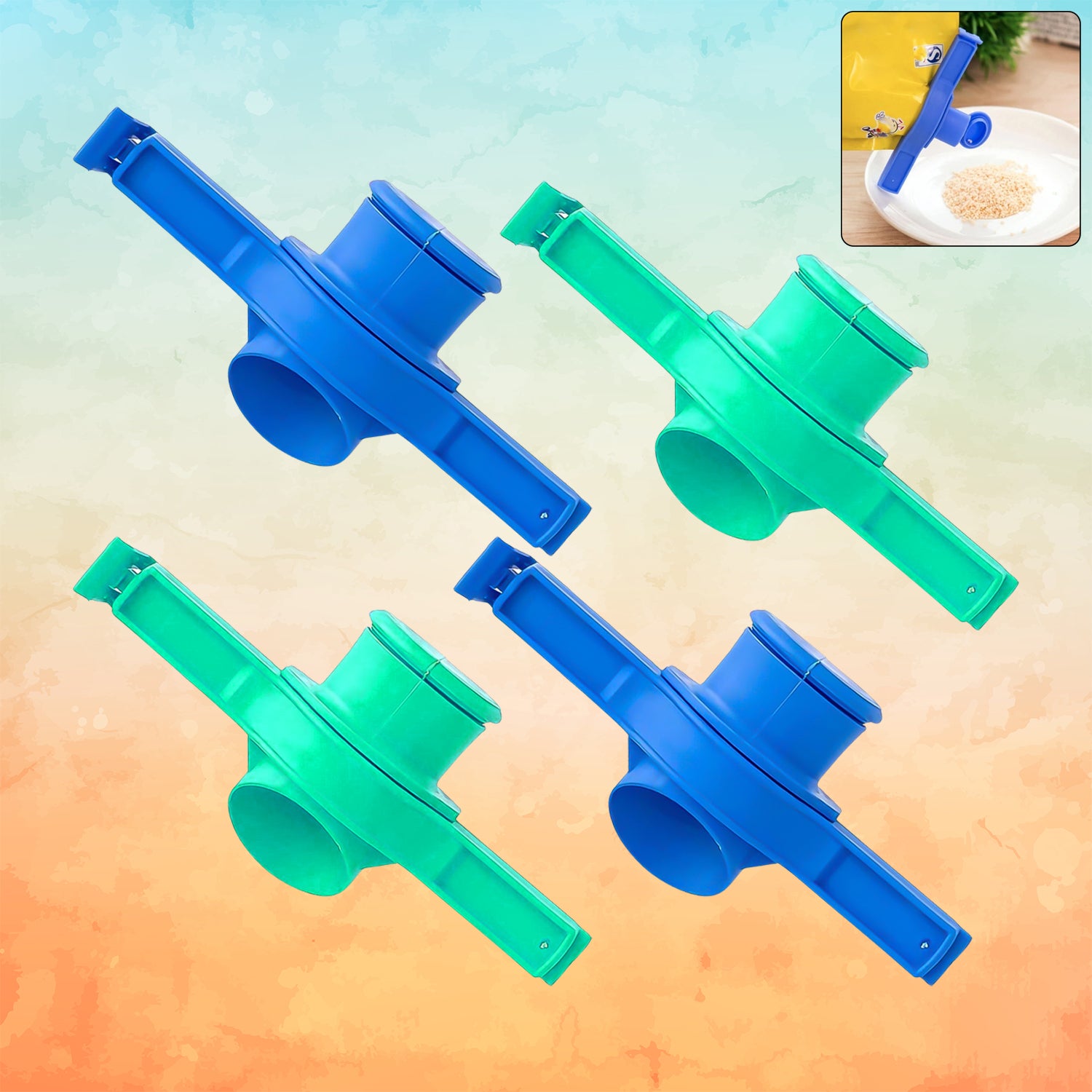 Wukusy Packet Pourer Sealer Clips set of 4 for sealing and pouring from bags in home kitchen use.