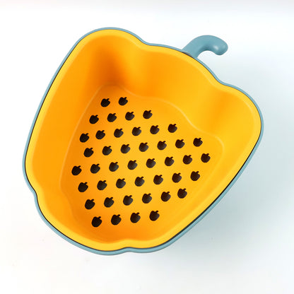 Wukusy pepper-shaped 2-in-1 washing bowl for home and kitchen use, featuring a unique design and durable plastic material.