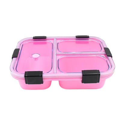 Wukusy plastic 3-compartment insulated lunch box for kids, with secure lid and durable design for home and kitchen use