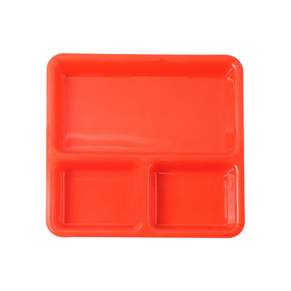 Wukusy plastic 3-compartment rectangular meal serving tray for home and kitchen use, with divided sections for organized serving.