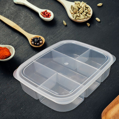 Wukusy plastic 5-compartment reusable lunch box for home and kitchen use, with separate sections for organized meal storage.
