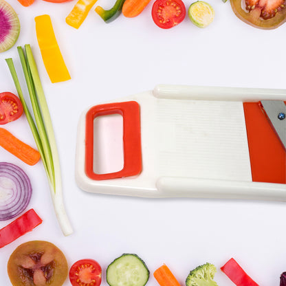 Wukusy 6-in-1 plastic vegetable slicer, cutter, dicer, and grater set for home and kitchen use, showing various blades and tools