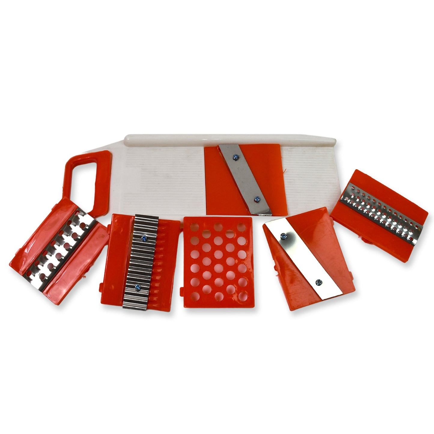 Wukusy 6-in-1 plastic vegetable slicer, cutter, and fruit dicer grater set for home and kitchen use.