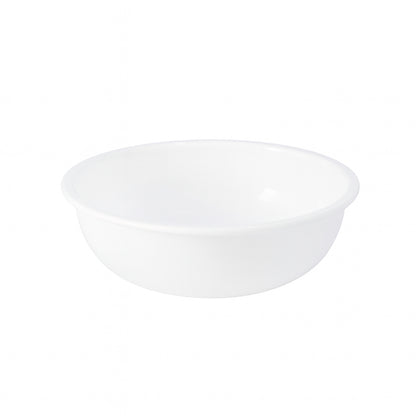 White plastic 6-inch round deep serving bowl by Wukusy, ideal for serving salads, pasta, or side dishes in the kitchen.