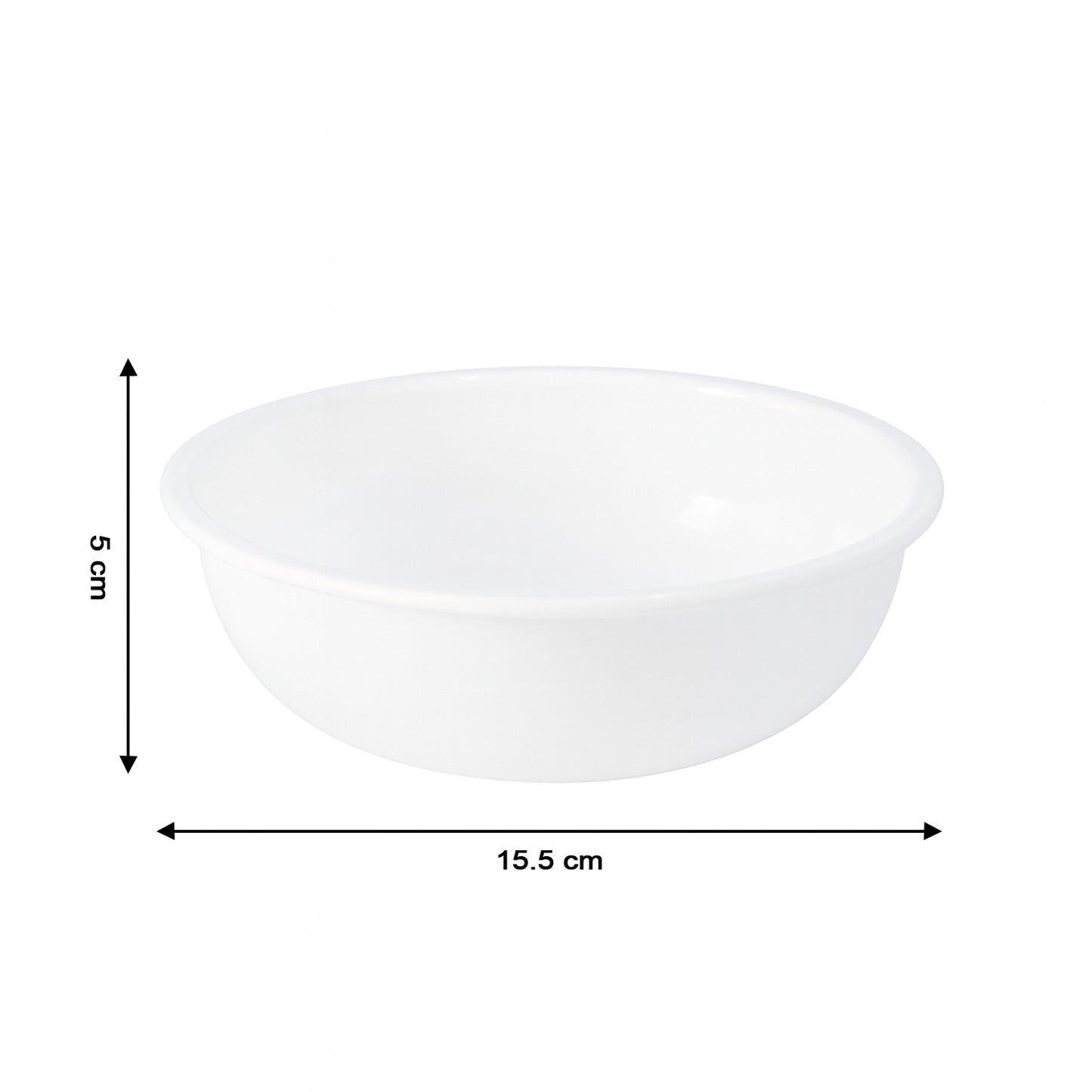White plastic 6-inch round deep serving bowl from Wukusy, ideal for home and kitchen use, with a smooth, glossy finish.