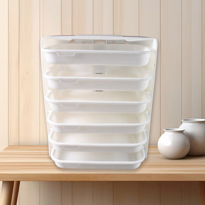 Plastic 6-layer wall-mounted food organizer rack by Wukusy, ideal for kitchen storage and organization.