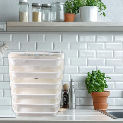 Wukusy plastic 6-layer wall-mounted food organizer rack for kitchen storage and organization.