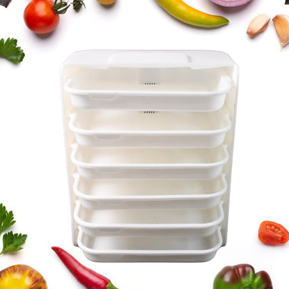 Plastic 6-layer wall-mounted food organizer rack by Wukusy, ideal for kitchen storage and organization.