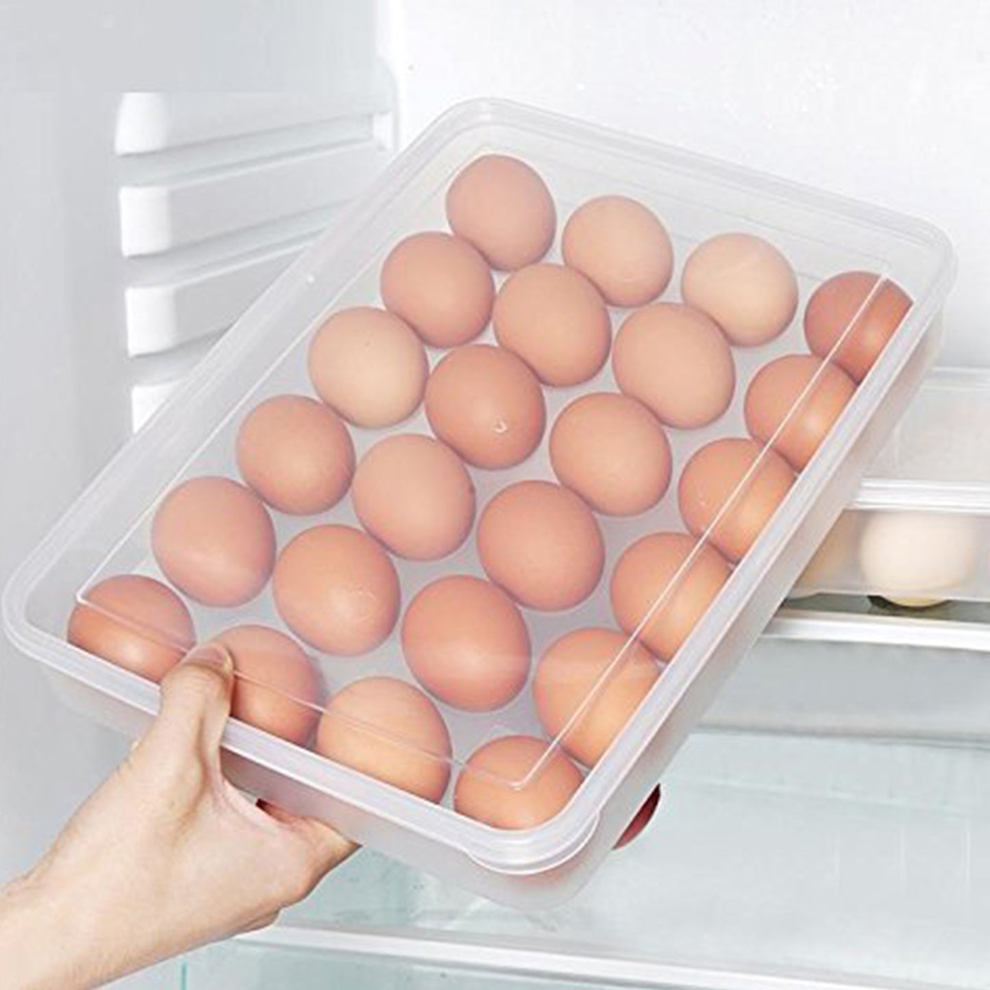Wukusy plastic egg storage container for refrigerator, holds 24 eggs, kitchen home & kitchen organization, egg tray holder