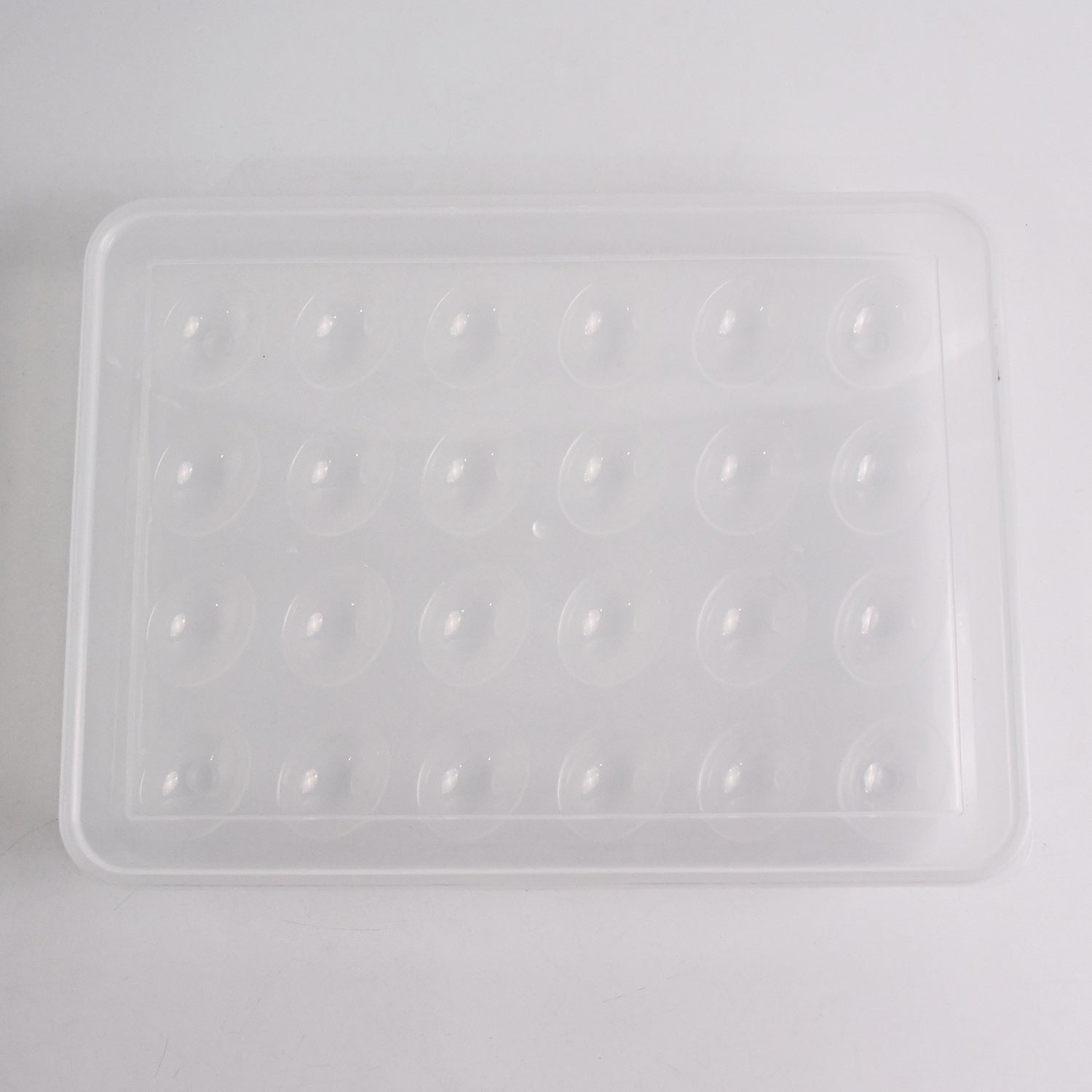 Wukusy plastic egg storage container for refrigerator, holds 24 eggs, kitchen organizer, clear plastic tray with lid.