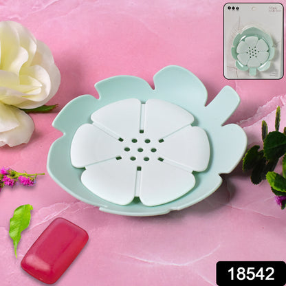 Wukusy plastic flower soap dish from bathroom accessories set, ideal for home and kitchen shower decor.