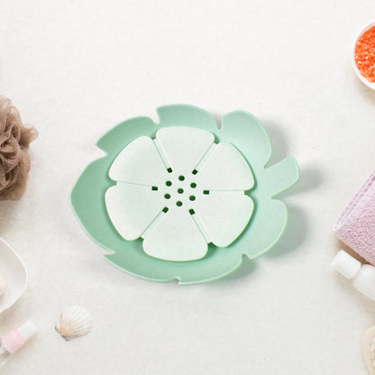 Wukusy plastic flowers soap dish from bathroom accessories set, decorative shower gift, home and kitchen decor item.