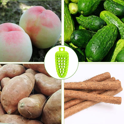 Wukusy plastic fruit and vegetable brush for cleaning produce, featuring a durable handle and bristles for effective washing.