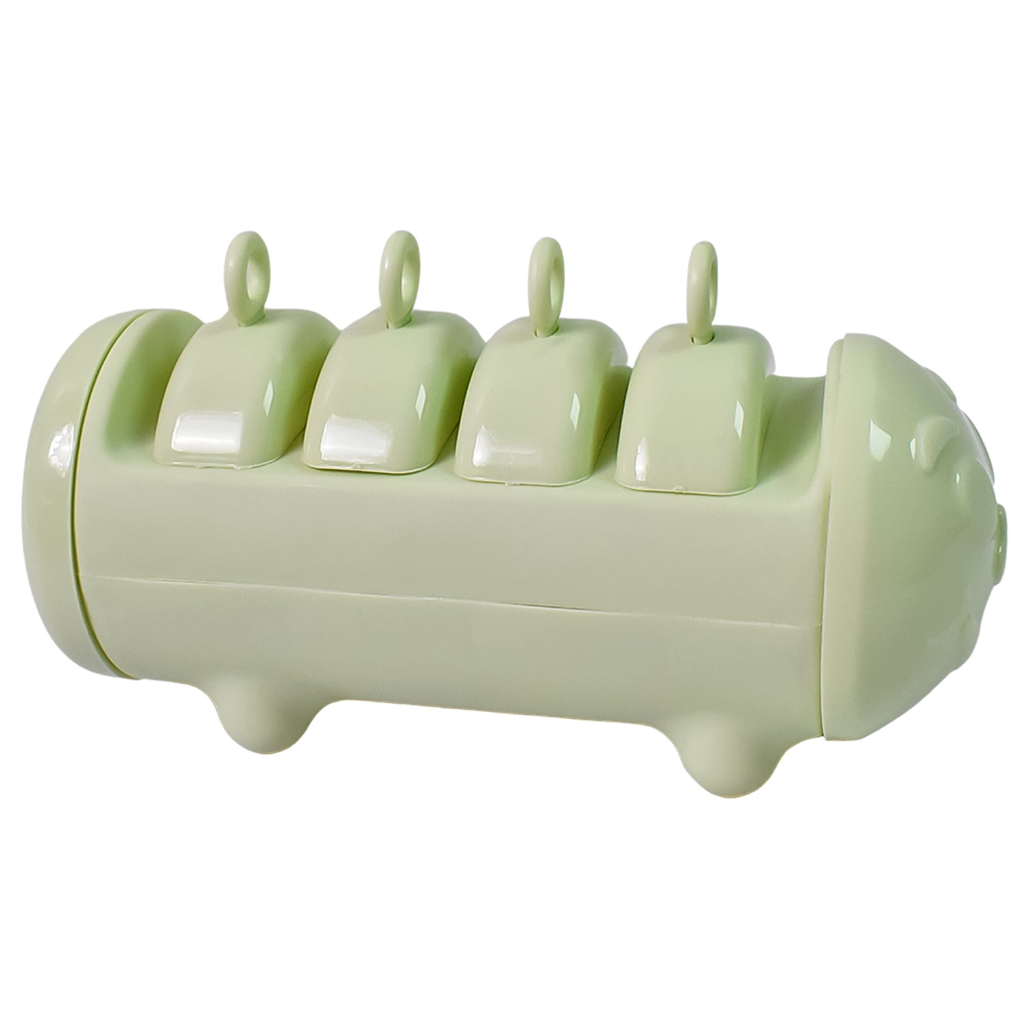 Plastic ice candy maker from Wukusy with four compartments for making kulfi or ice candies at home.
