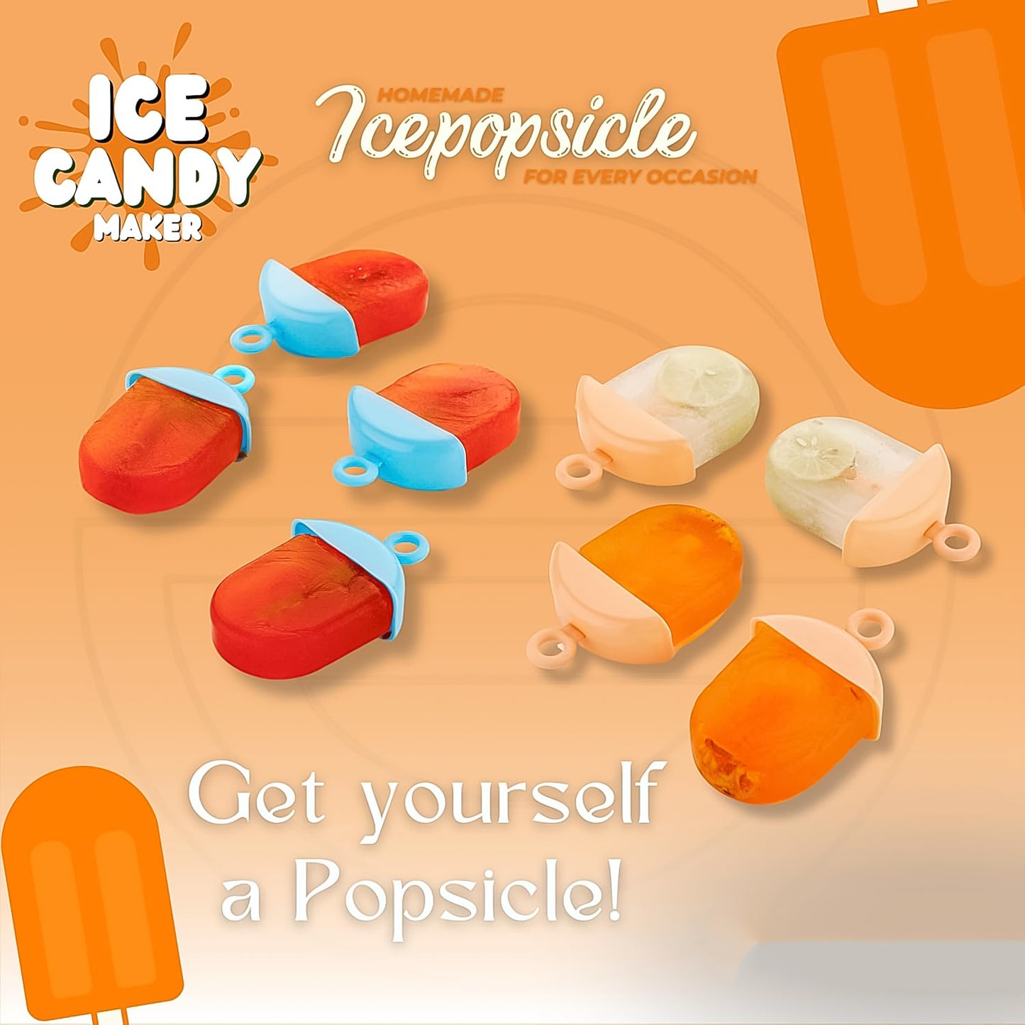 Wukusy plastic ice candy maker with 4 compartments for making kulfi candies at home, featuring a grid design and transparent plastic construction.