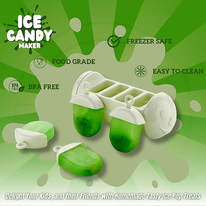 Plastic ice candy maker by Wukusy with 4 compartments for making kulfi or ice candies at home.
