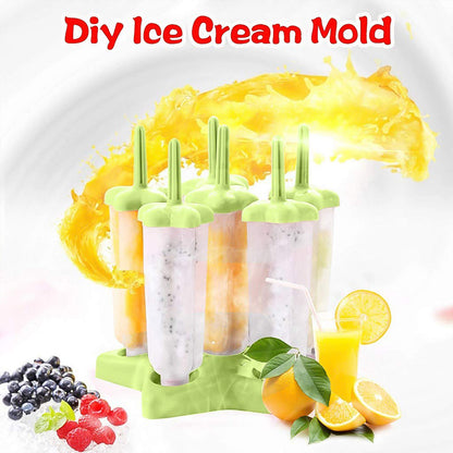 Wukusy plastic ice cream molds with lids, 6-piece set for homemade frozen treats in home and kitchen use