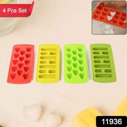 Wukusy plastic ice cube tray set with four durable trays for home and kitchen use, featuring multiple ice cube compartments.