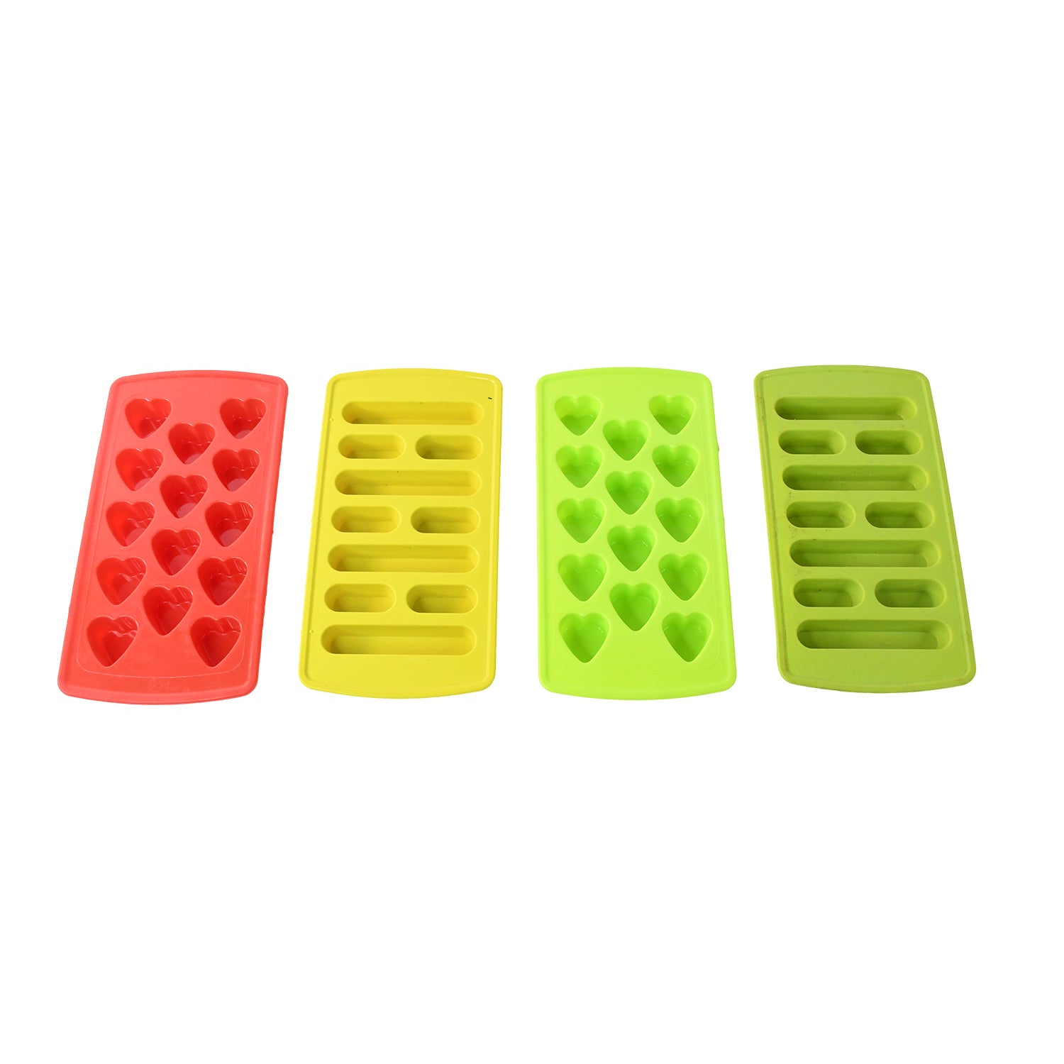 Wukusy plastic ice cube tray set with four reusable trays for home and kitchen use, showing filled trays with ice cubes.