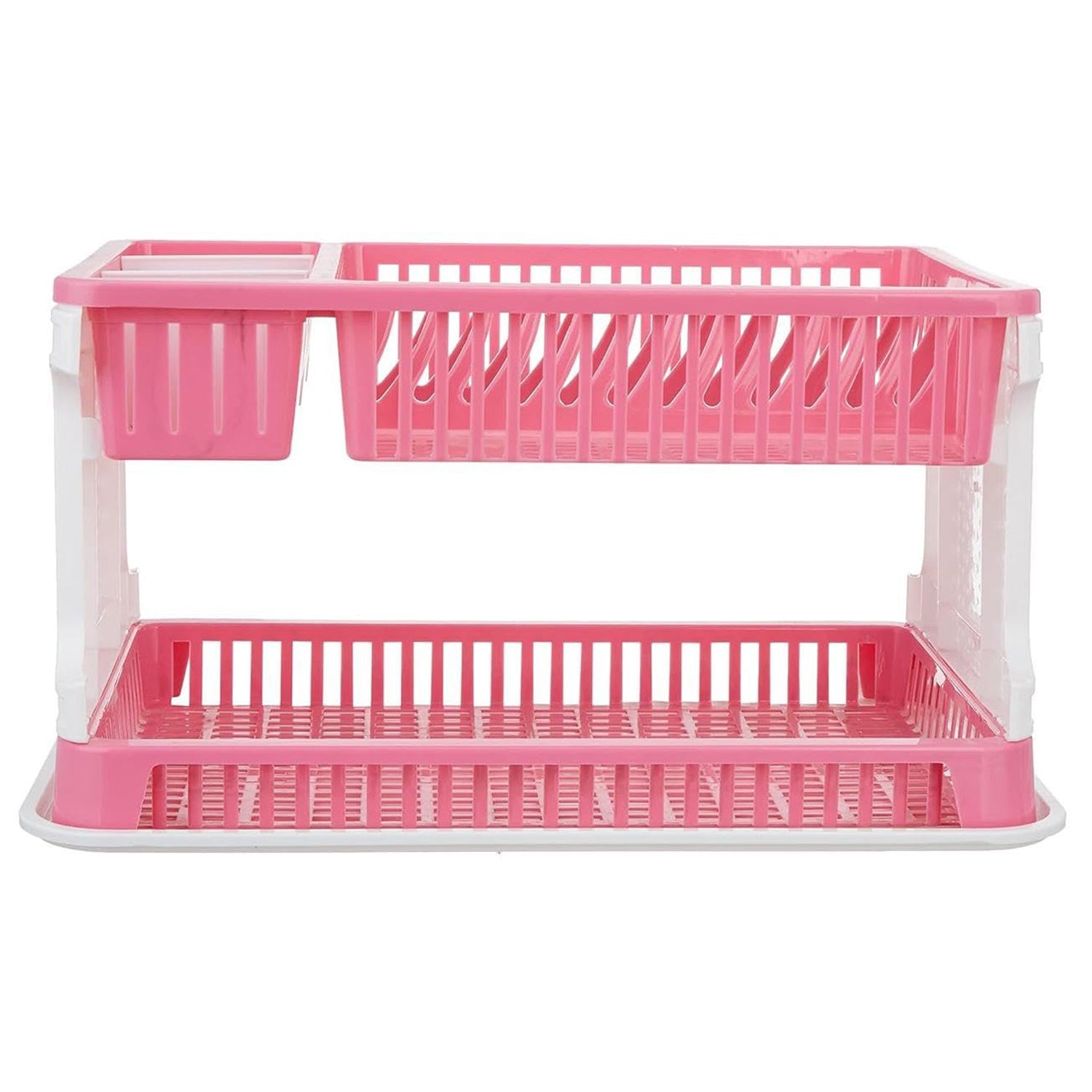 Wukusy plastic kitchen organizer rack with water storing tray, durable home kitchen storage solution for utensils and supplies