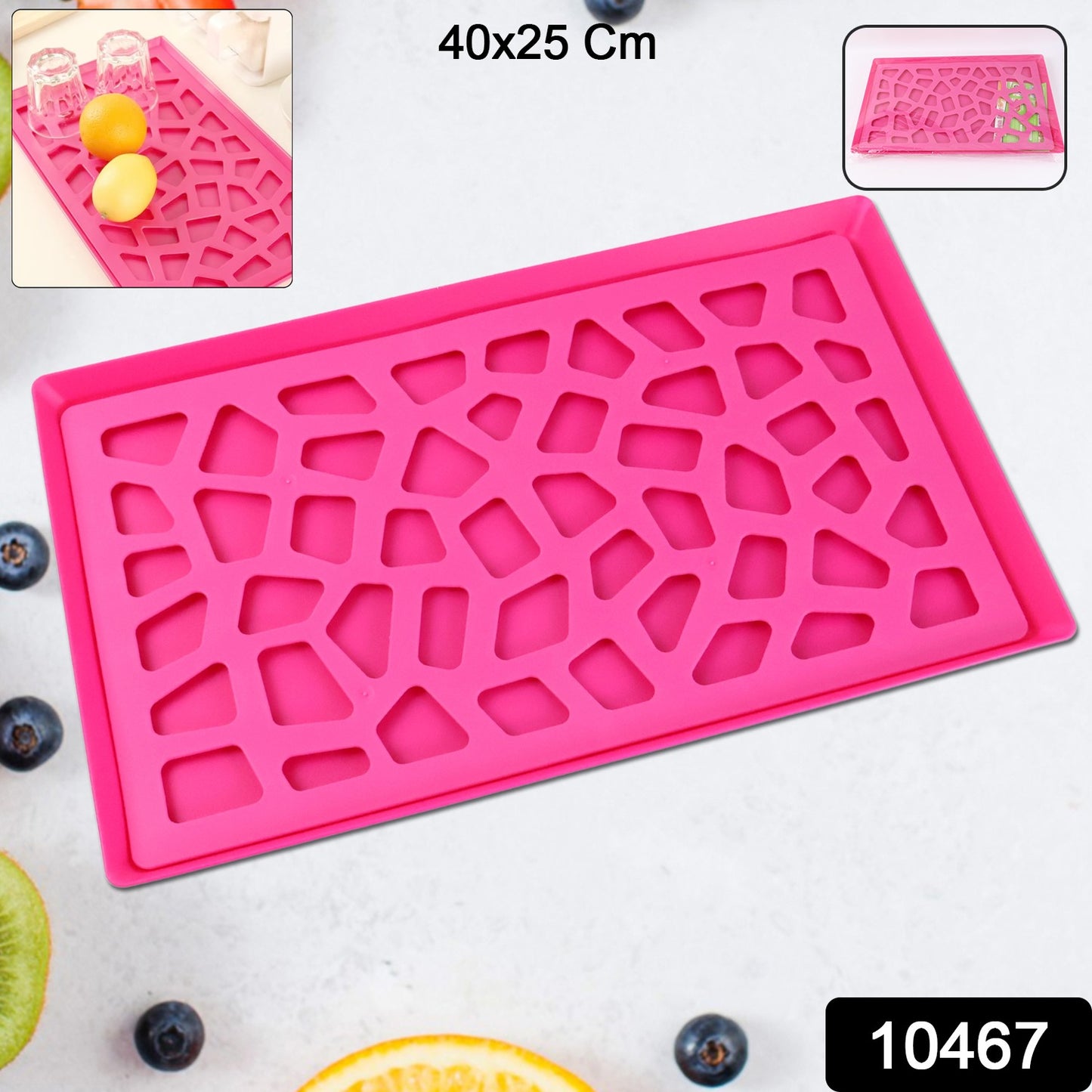 Wukusy plastic kitchen tray with modern hollow design, 40x25 cm, ideal for home and kitchen organization.