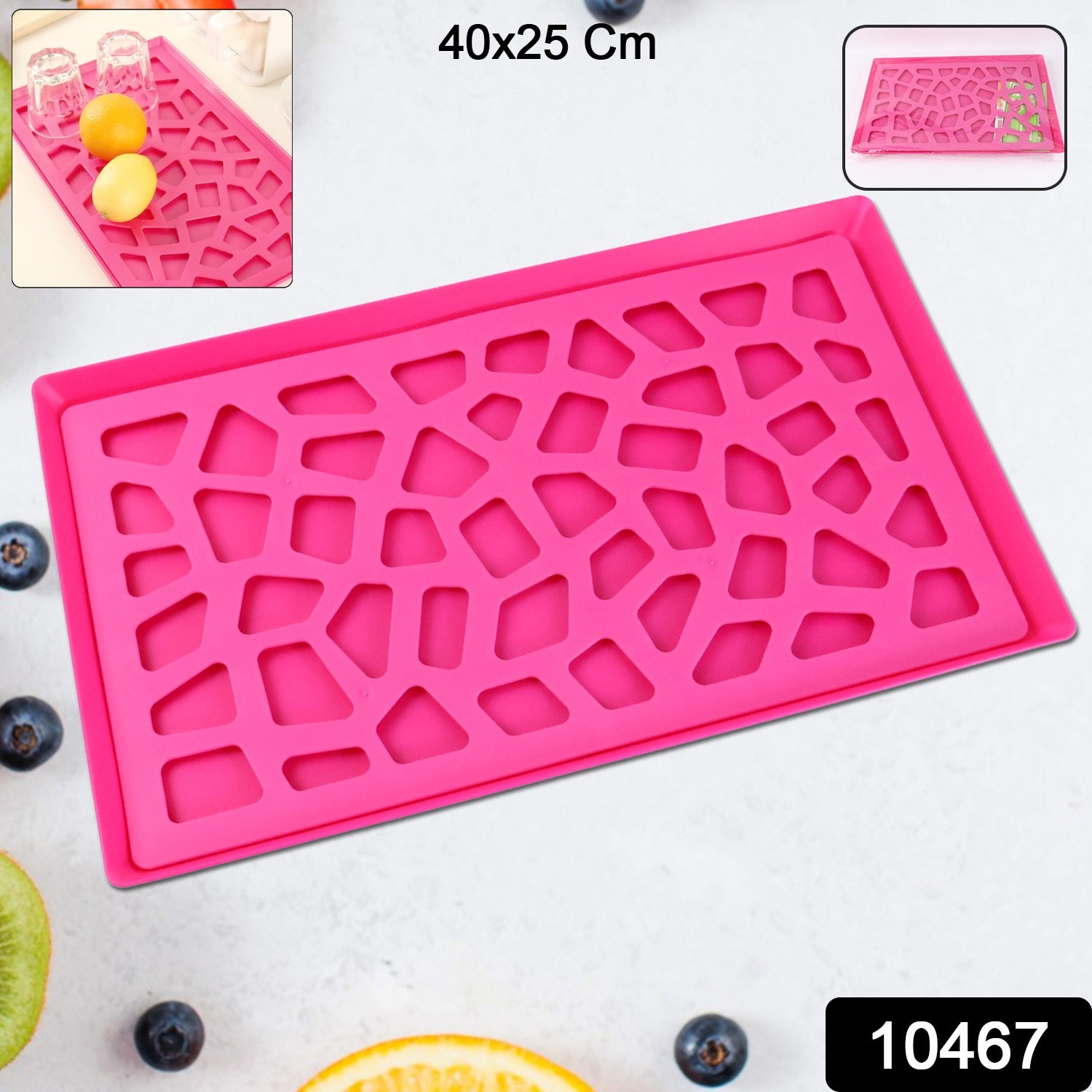 Wukusy plastic kitchen tray with modern hollow design, 40x25 cm, ideal for home and kitchen organization.