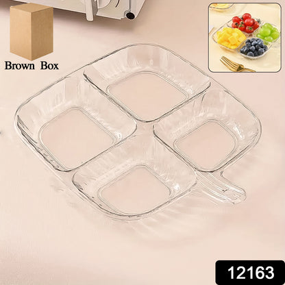 Wukusy plastic kitchen serving tray with four compartments, ideal for organizing and serving food in home and kitchen settings.