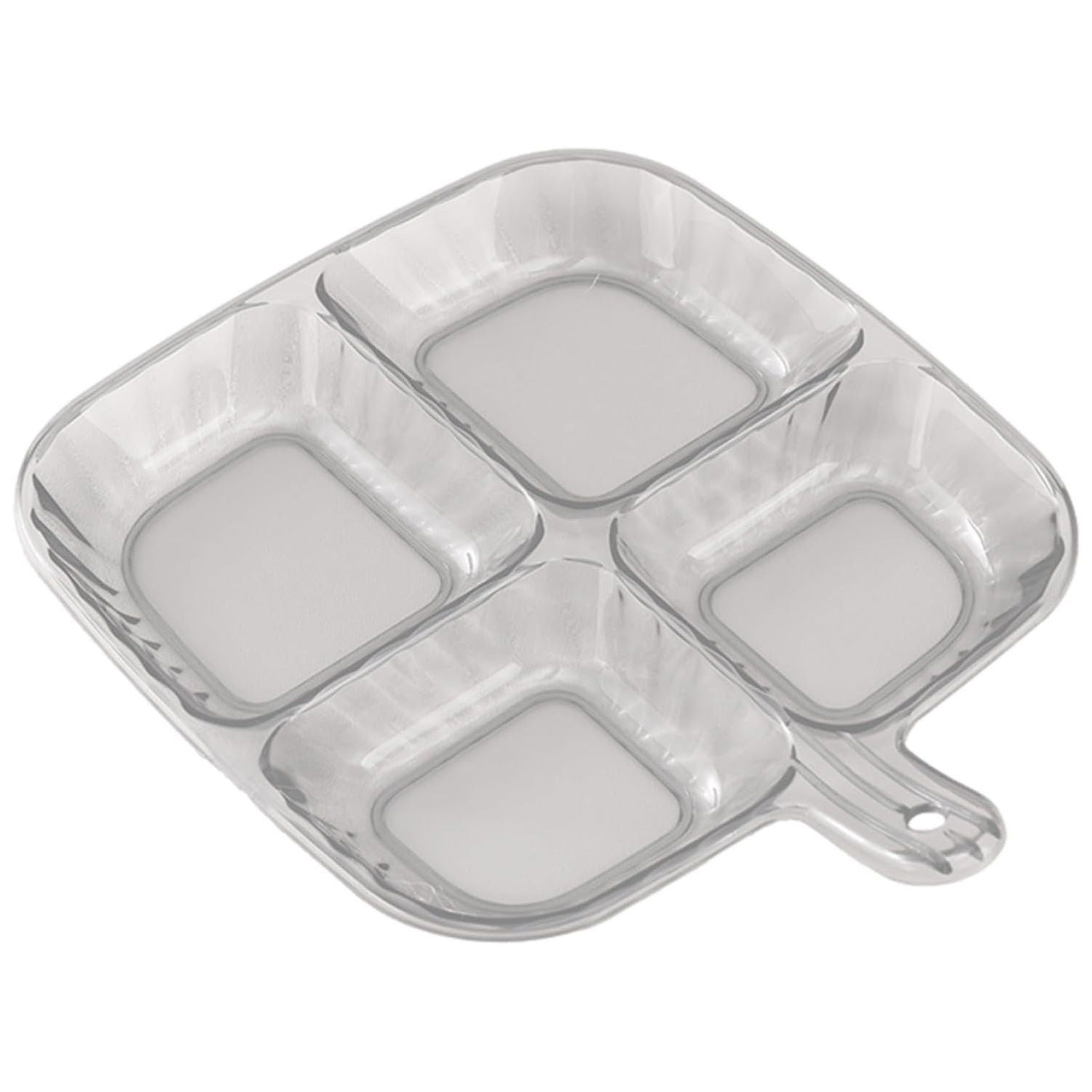 Wukusy plastic kitchen serving tray with four compartments, ideal for food presentation and organization in home and kitchen use.
