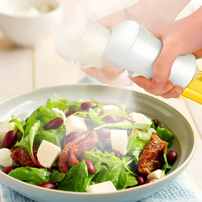 Wukusy plastic oil spray bottle for kitchen, 250 ml capacity, shown with white box, versatile kitchen gadget for cooking and baking.