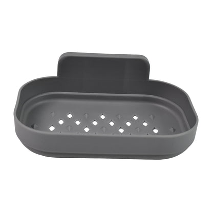 Wukusy plastic soap dish holder for bathroom, wall-mounted and self-adhesive, ideal for shower or sink area.