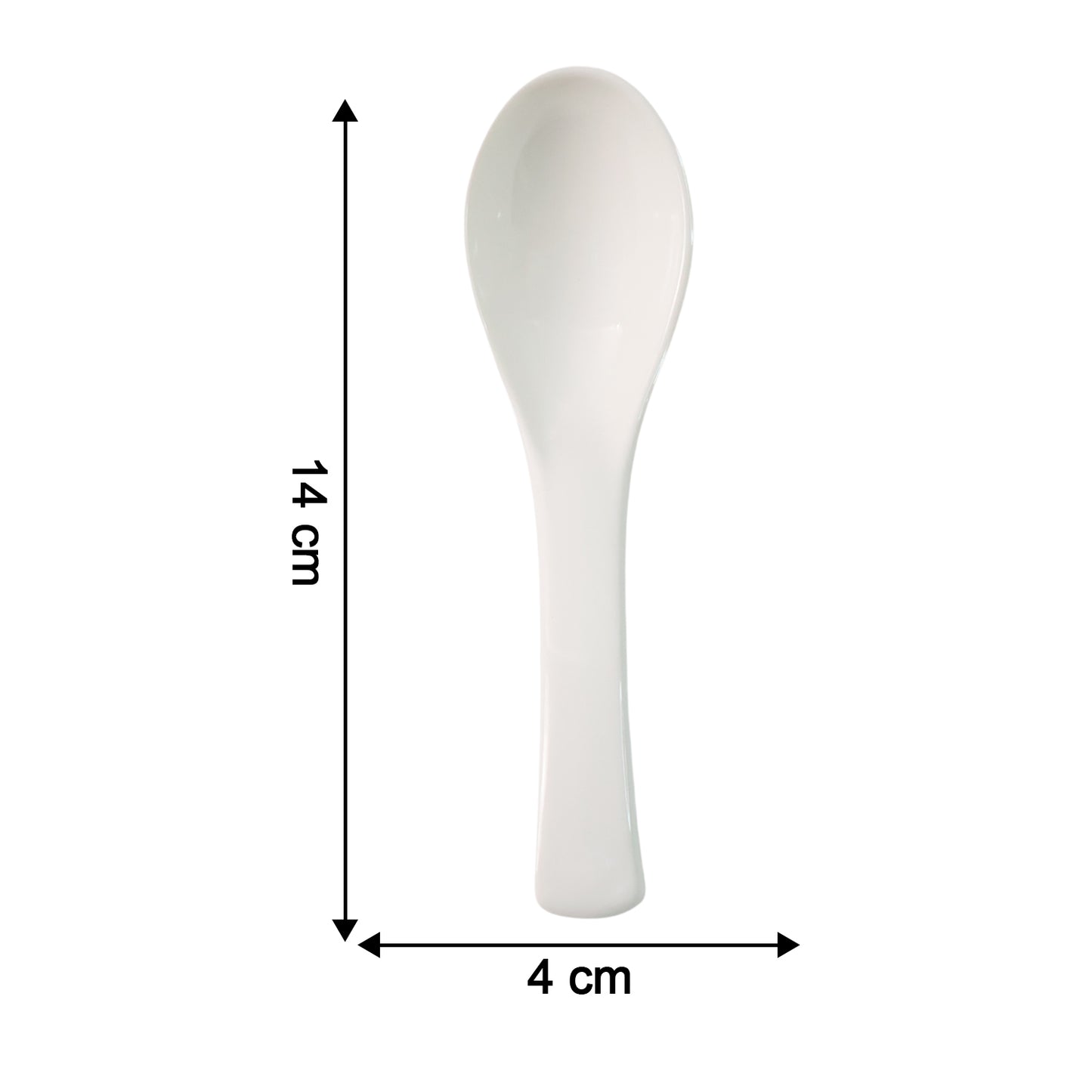 White plastic soup spoon with a deep bowl from Wukusy, ideal for home and kitchen use, shown on a plain background.