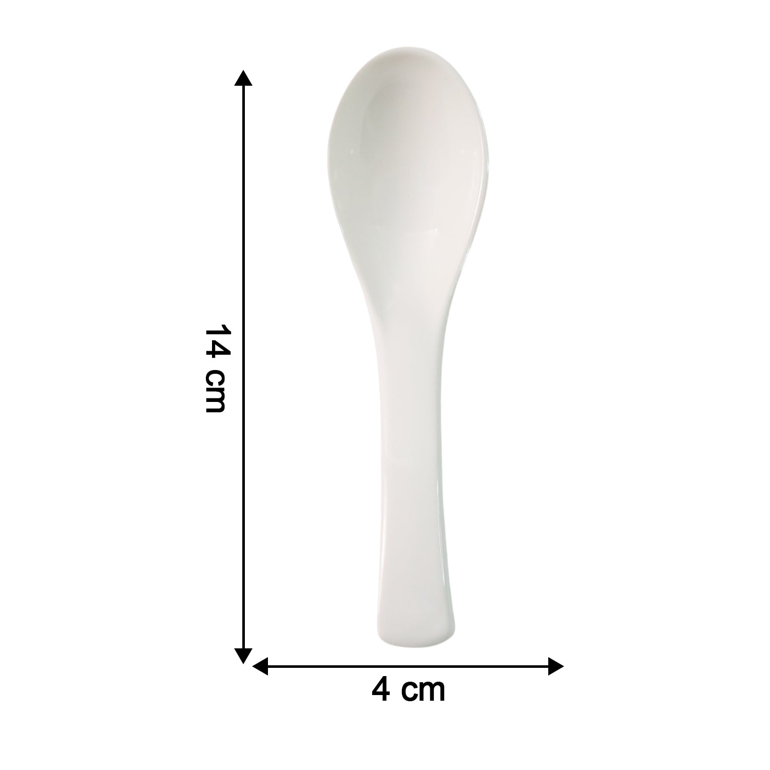 White plastic soup spoon with a deep bowl from Wukusy, ideal for home and kitchen use, shown on a plain background.