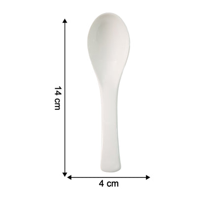 White plastic soup spoon with a deep bowl from Wukusy, ideal for home and kitchen use, shown on a plain background.