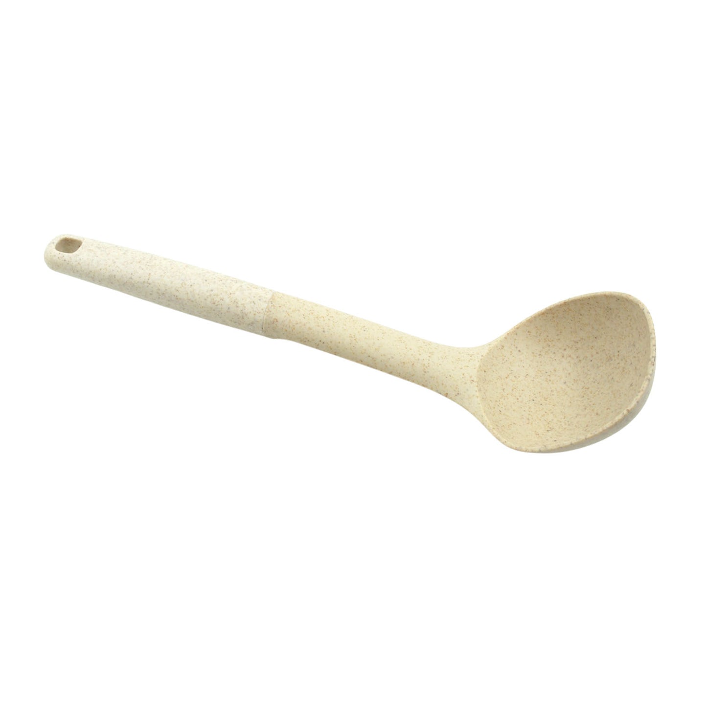 Wukusy plastic kitchen accessories set with heat-resistant whisk, pasta spoon, and soup spoon for cooking and serving.