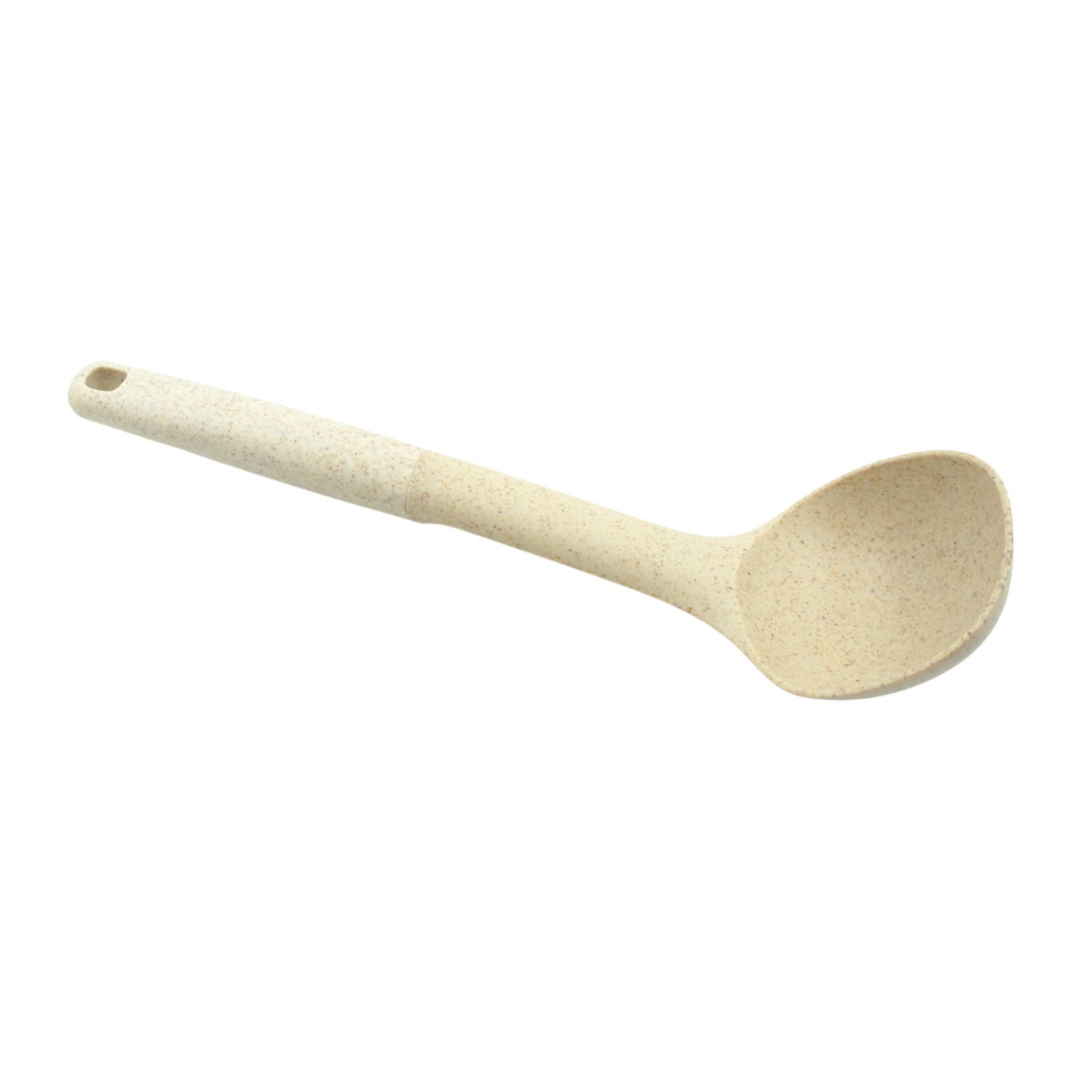 Wukusy plastic kitchen accessories set with heat-resistant whisk, pasta spoon, and soup spoon for cooking and serving.