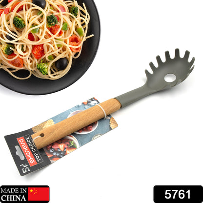 Wukusy heat-resistant plastic kitchen spoon set including whisk, pasta, and soup spoon, non-stick cookware accessories for cooking.