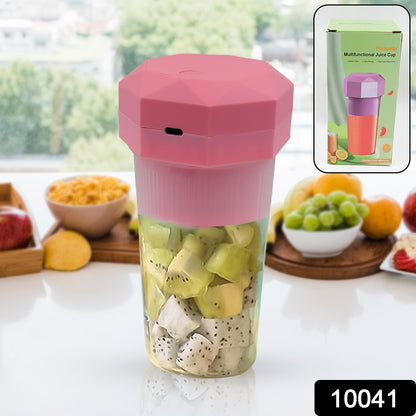 Wukusy portable electric juicer cup with 6 blades, 350ml capacity, USB-powered, ideal for making fresh juice at home or on the go.