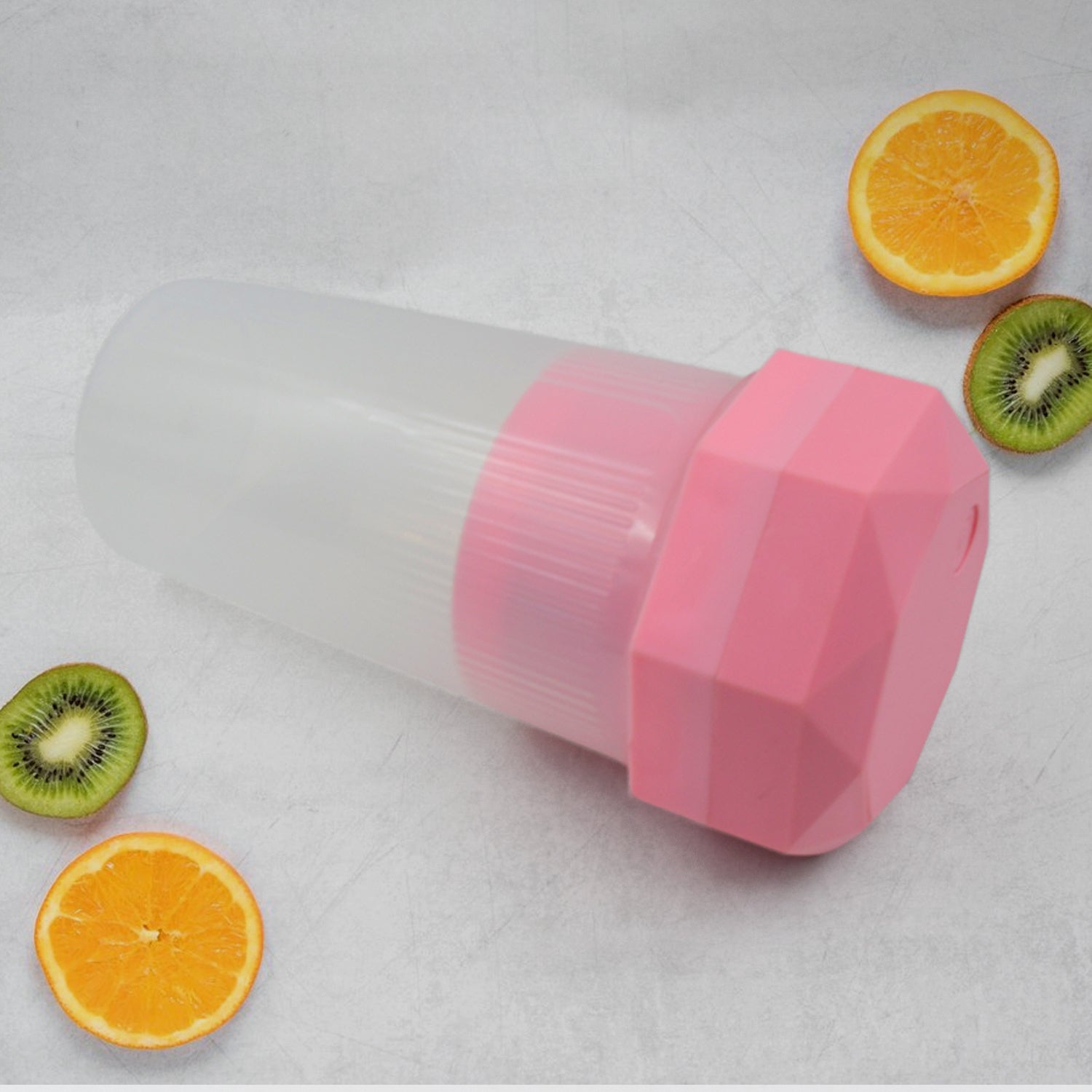 Wukusy portable electric juicer cup with 6 blades, 350ml capacity, compact design, ideal for making fresh juice on the go.