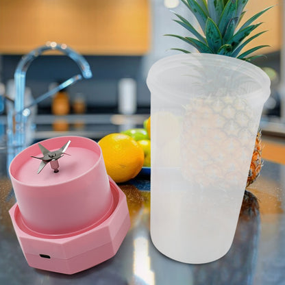 Wukusy portable electric juicer cup with 6 blades, 350ml capacity, compact design for fresh juice on the go in home and kitchen.