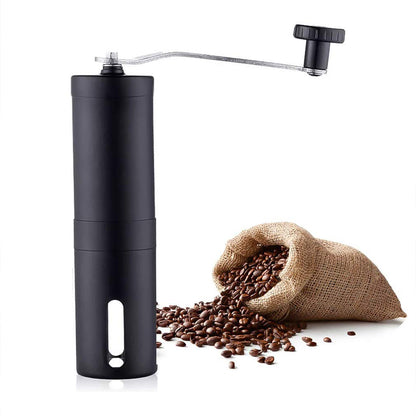Wukusy portable stainless steel manual coffee grinder for home use, with a compact design and adjustable grind settings.