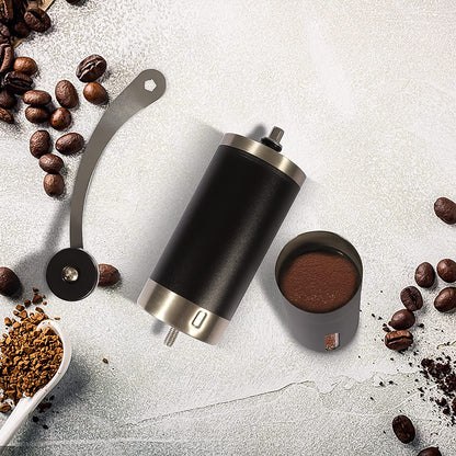 Wukusy portable stainless steel manual coffee grinder for home use, with a compact, sleek design for fresh coffee grinding.