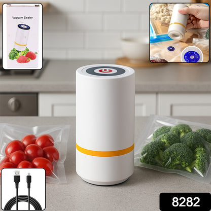Wukusy portable USB rechargeable vacuum sealer machine for home use, compact kitchen appliance for sealing food items.