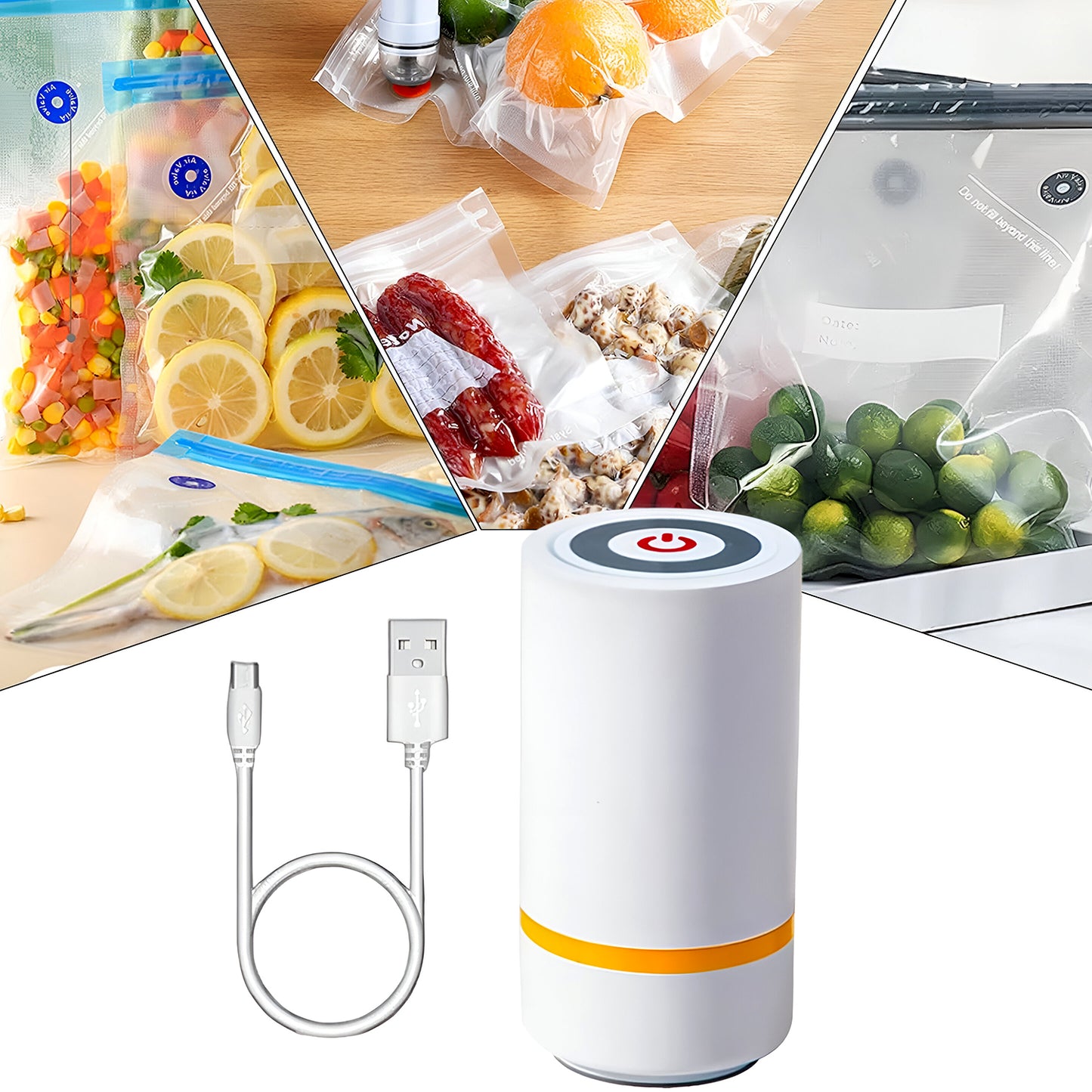 Wukusy portable USB rechargeable vacuum sealer machine for home and kitchen, compact and easy to use for food preservation.